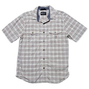 Carhartt Shirt Mens Large Short Sleeve Button Up Rugged Flex Plaid Casual